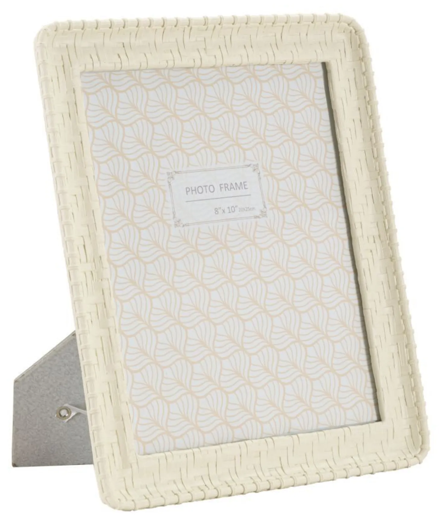 Cadre photo rectangulaire en résine polyrésine crème style bambou