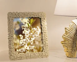 Cadre photo rectangulaire FLOTY polyrésine fleurs Crème