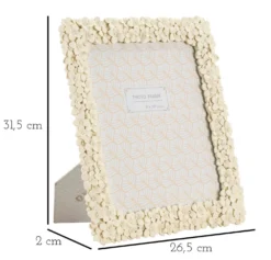 Cadre photo rectangulaire FLOTY polyrésine fleurs Crème