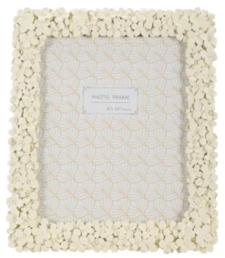 Cadre photo rectangulaire FLOTY polyrésine fleurs Crème