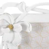Cadre photo rectangulaire Magnolia Polyrésine blanc tissage de fleurs