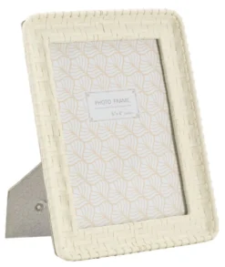 Cadre photo rectangulaire résine imitation bambou crème