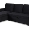 Canapé convertible avec angle réversible Baleares Velours Noir