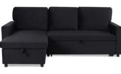 Canapé convertible avec angle réversible Baleares Velours Noir