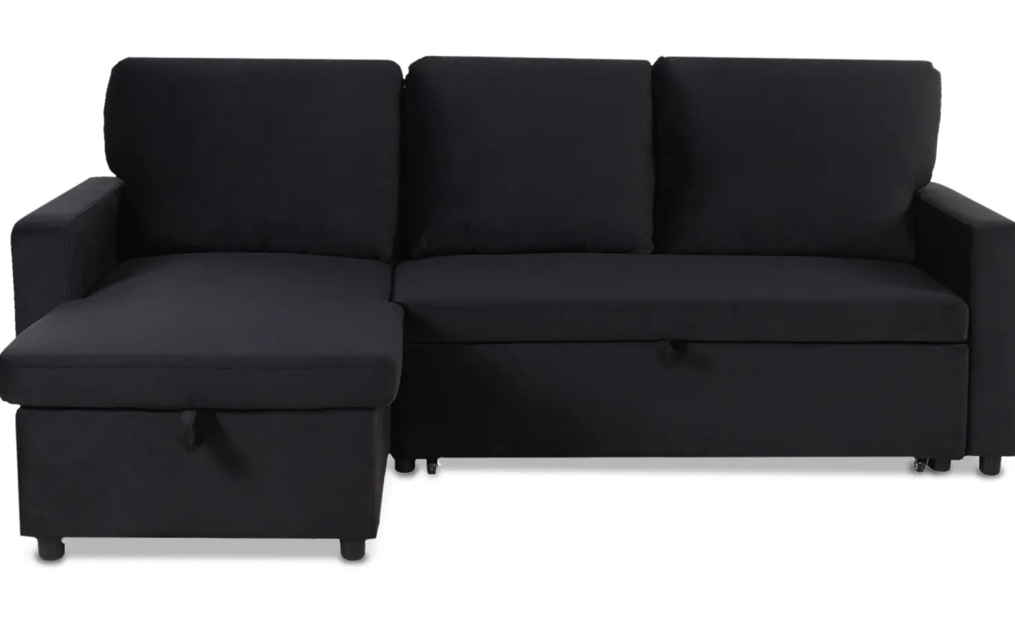 Canapé convertible avec angle réversible Baleares Velours Noir