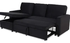 Canapé convertible avec angle réversible Baleares Velours Noir