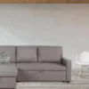 Canapé convertible avec angle réversible Baleares Tissu Gris clair