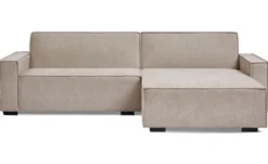 Canapé convertible cic-clac avec angle réversible Pikado Tissu effet lin Taupe clair