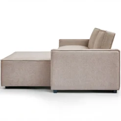 Canapé convertible cic-clac avec angle réversible Pikado Tissu effet lin Taupe clair