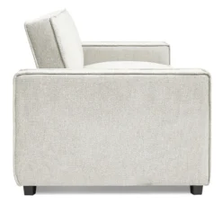 Canapé convertible clic-clac 3 places Pikado Tissu effet lin Crème