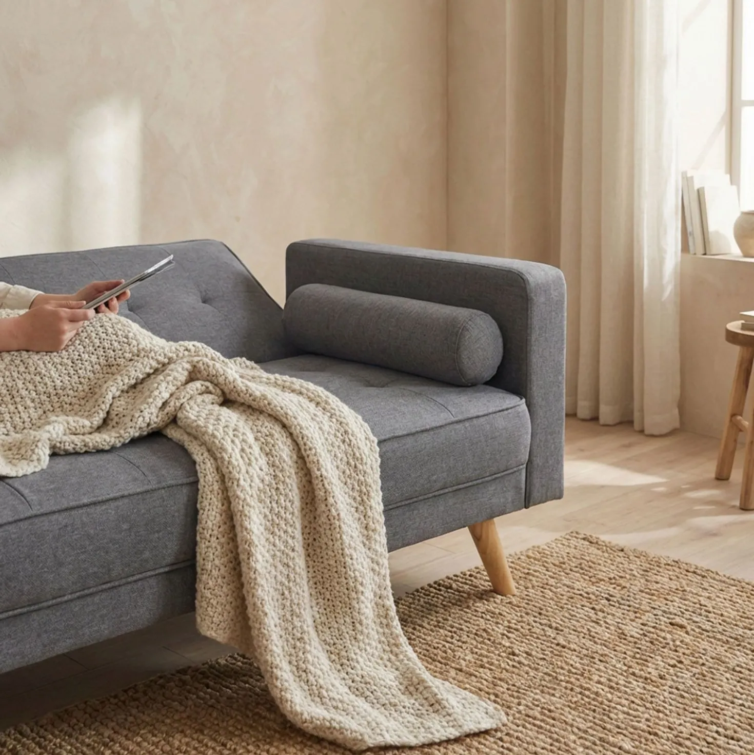 Canapé convertible clic-clac scandinave Slow tissu Gris foncé