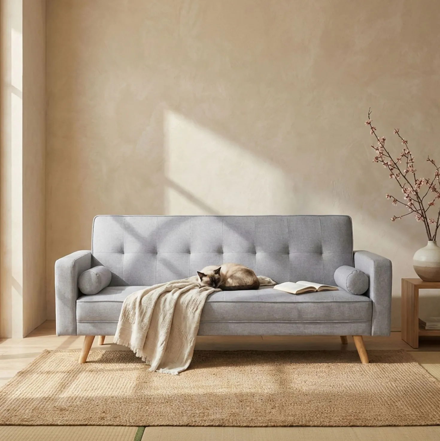 Canapé convertible clic-clac scandinave Slow Tissu Gris clair