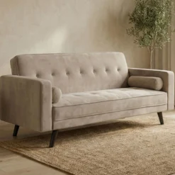 Canapé convertible clic-clac scandinave Slow Velours Taupe