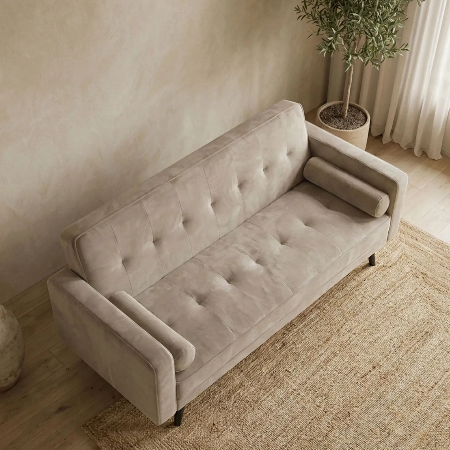 Canapé convertible clic-clac scandinave Slow Velours Taupe