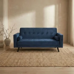 Canapé convertible clic-clac scandinave Slow Velours Bleu