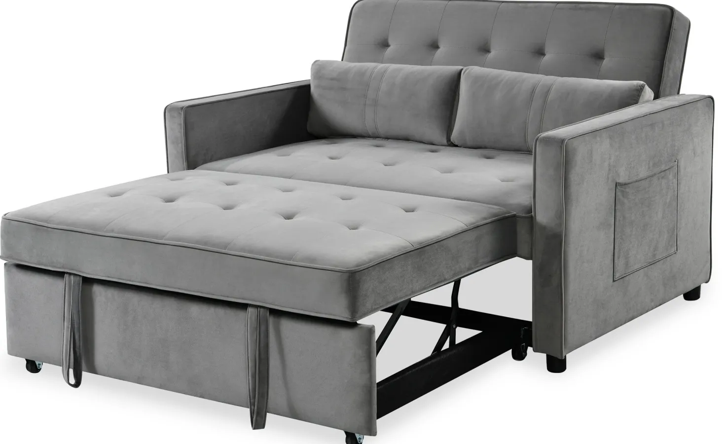 Canapé convertible 2 places Komaria Velours Gris