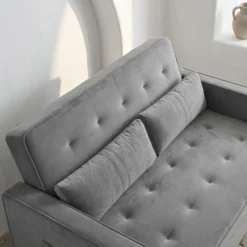 Canapé convertible 2 places Komaria Velours Gris
