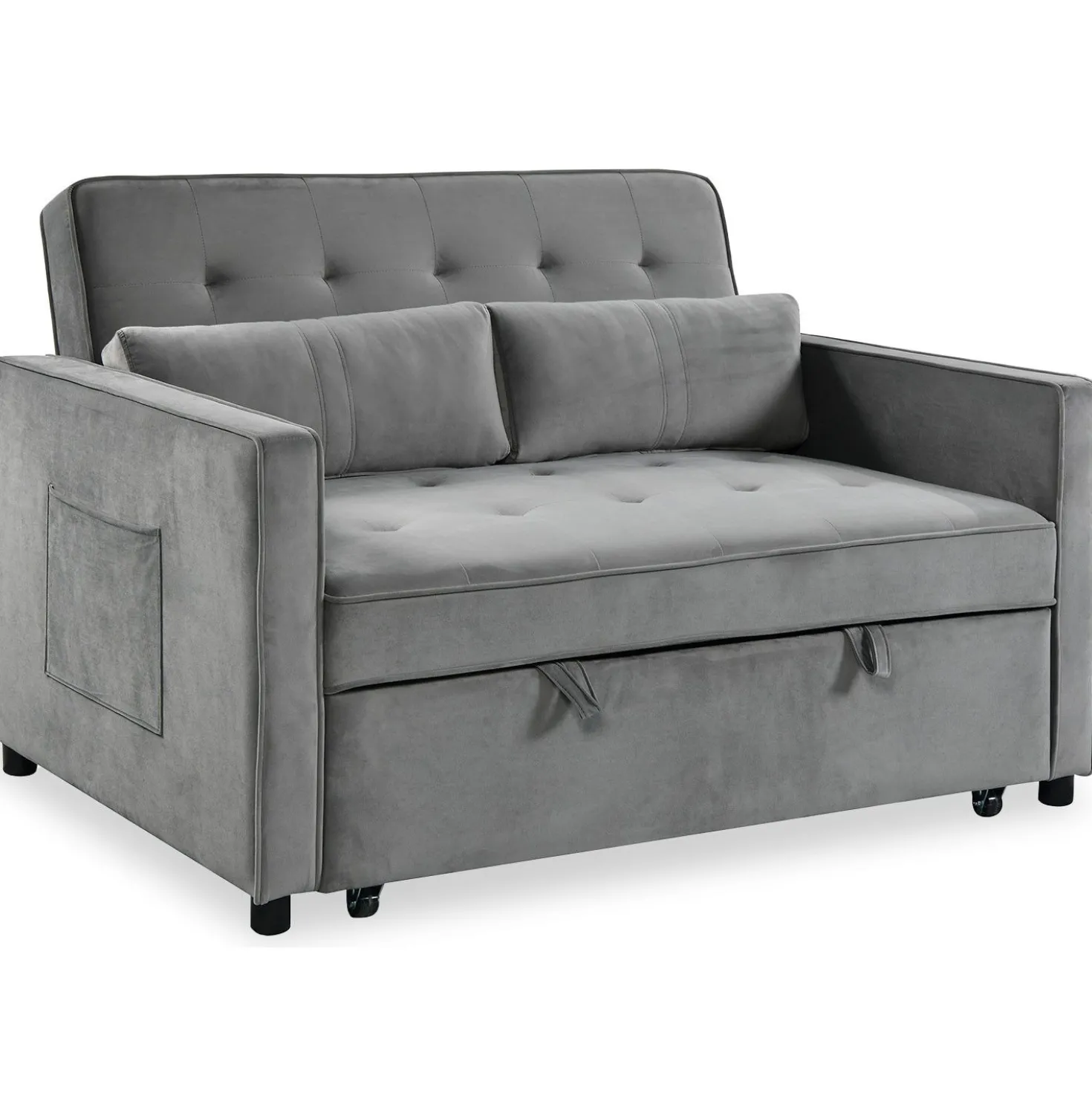 Canapé convertible 2 places Komaria Velours Gris