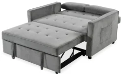 Canapé convertible 2 places Komaria Velours Gris