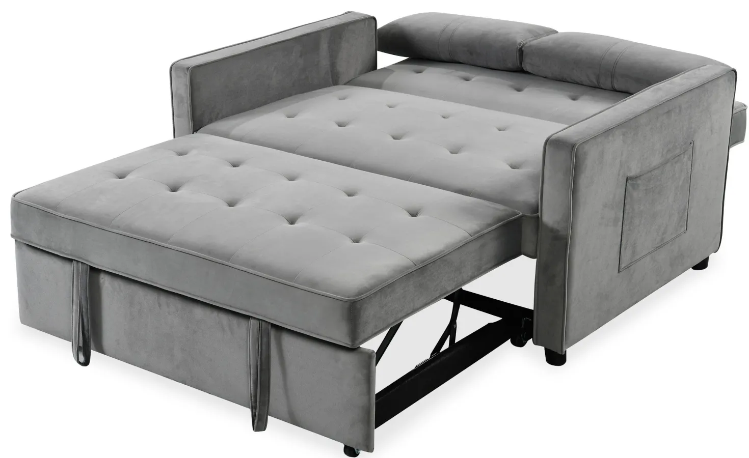 Canapé convertible 2 places Komaria Velours Gris