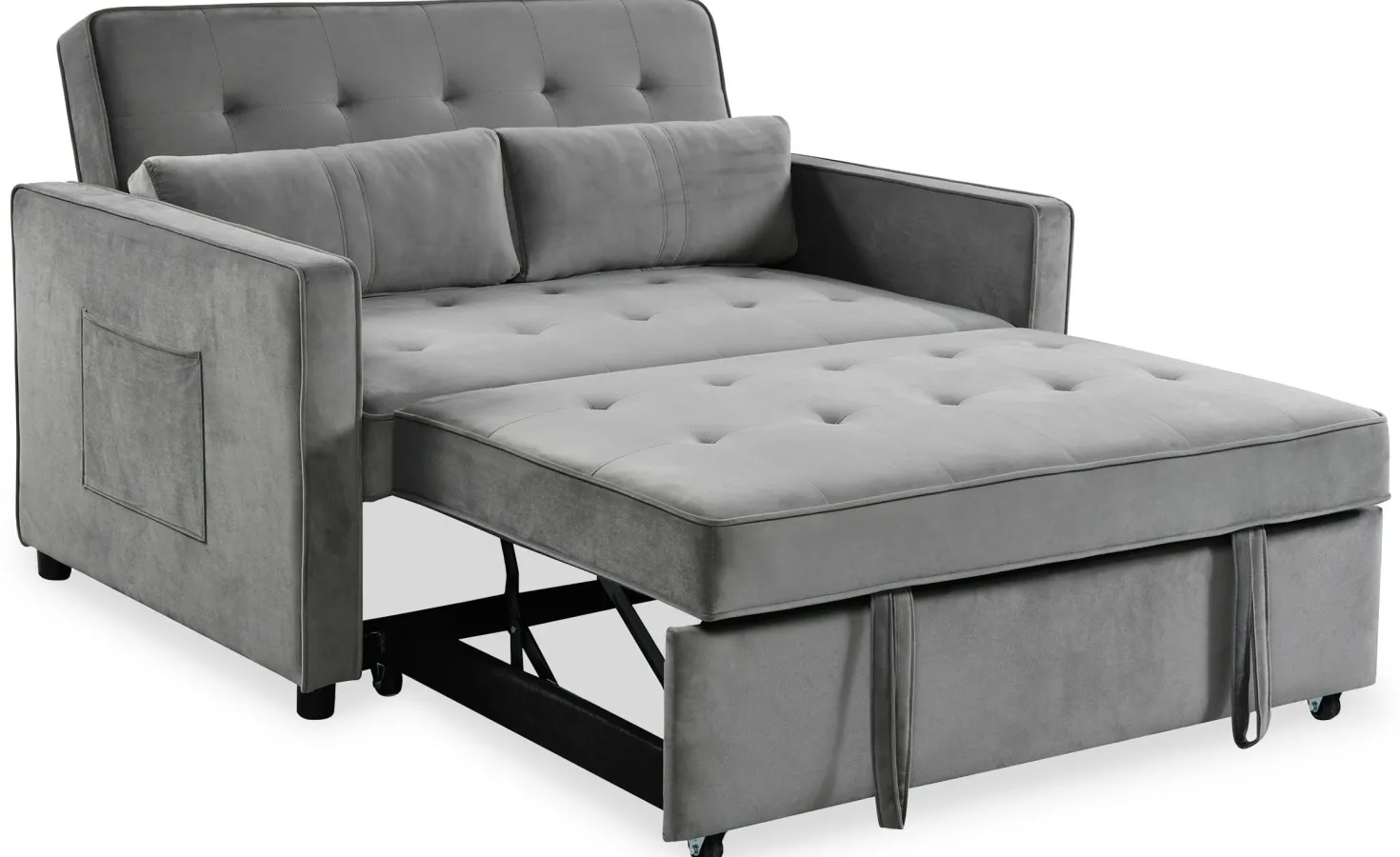 Canapé convertible 2 places Komaria Velours Gris