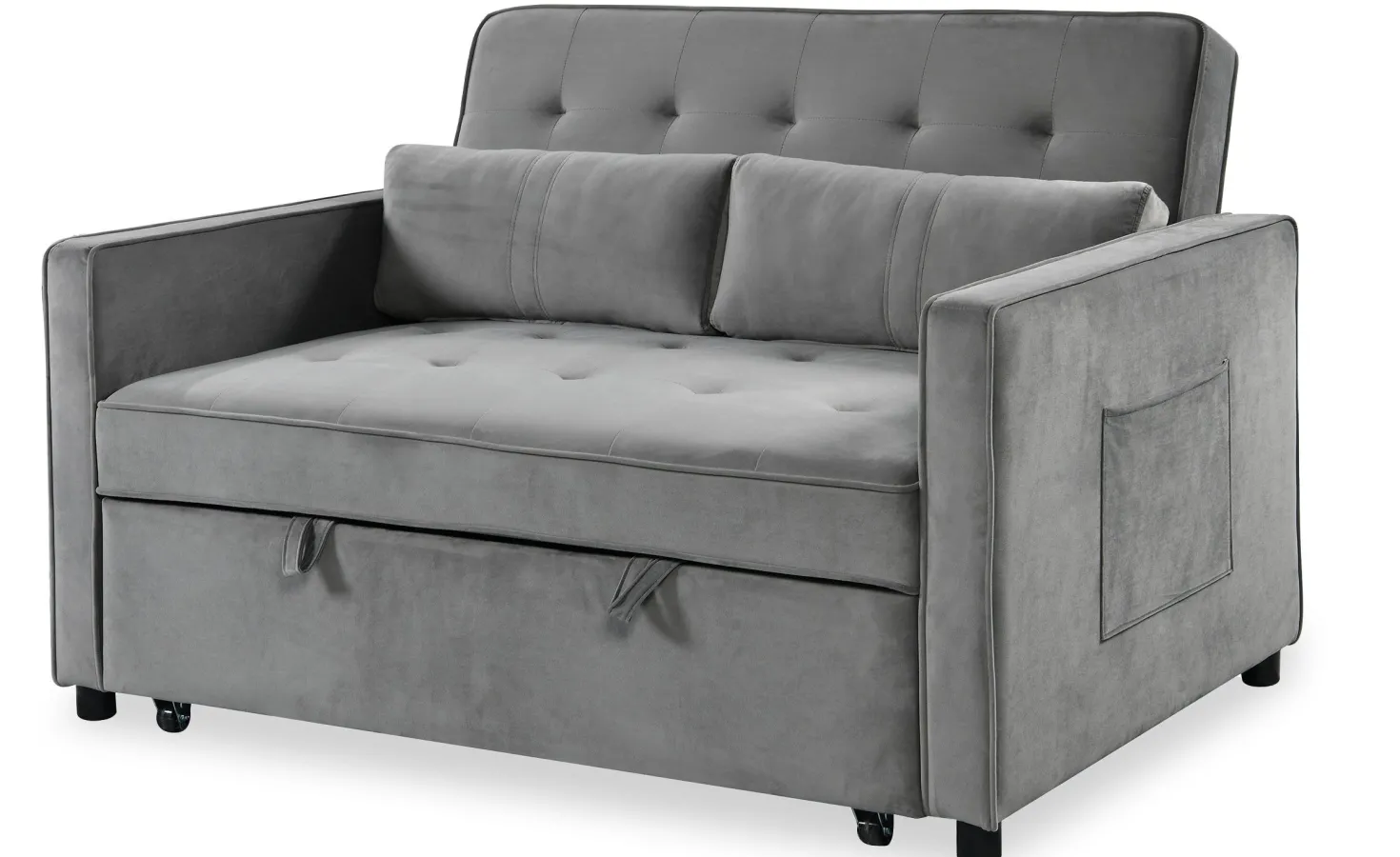 Canapé convertible 2 places Komaria Velours Gris