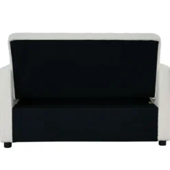Canapé convertible 2 places Komaria Tissu bouclette Crème