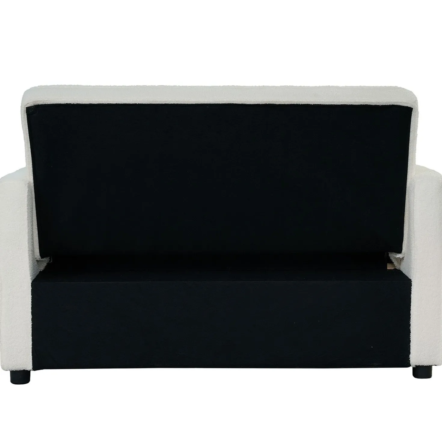 Canapé convertible 2 places Komaria Tissu bouclette Crème