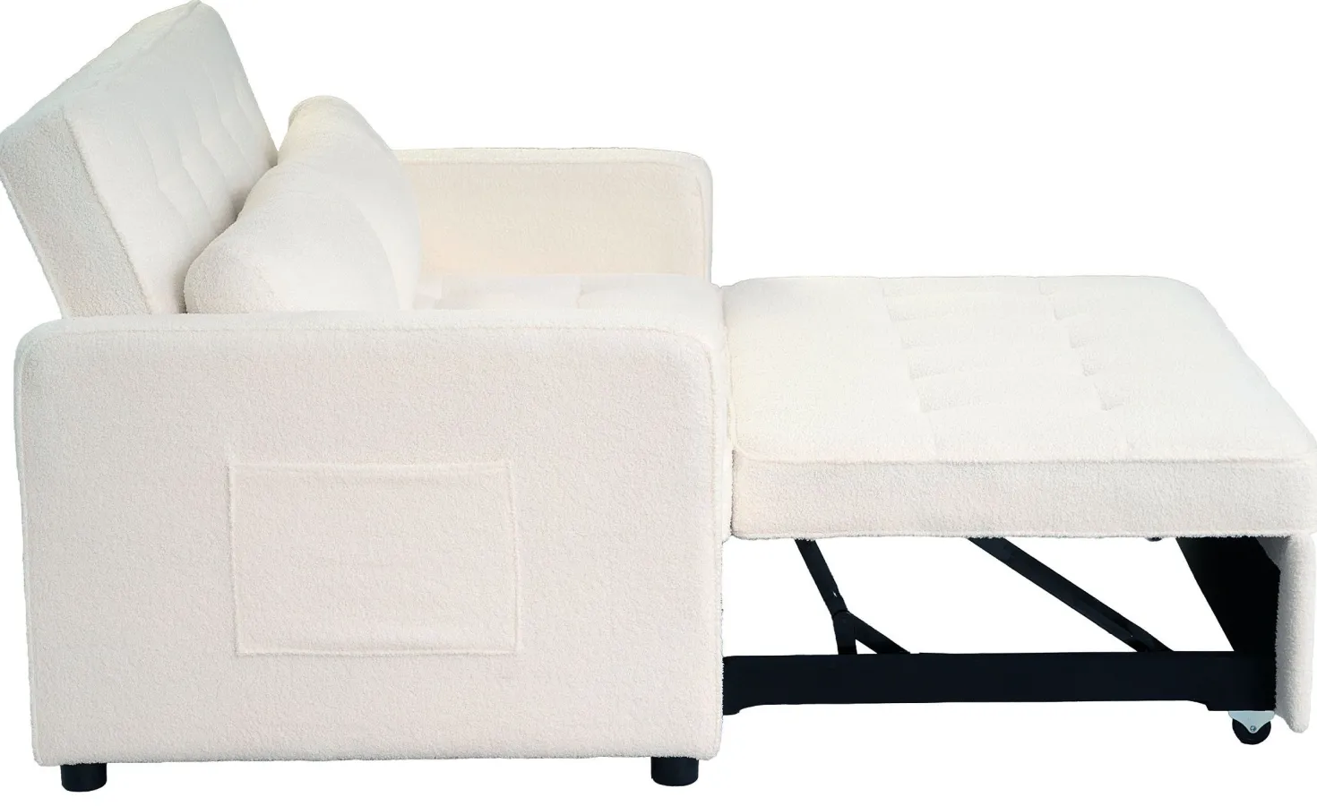 Canapé convertible 2 places Komaria Tissu bouclette Crème