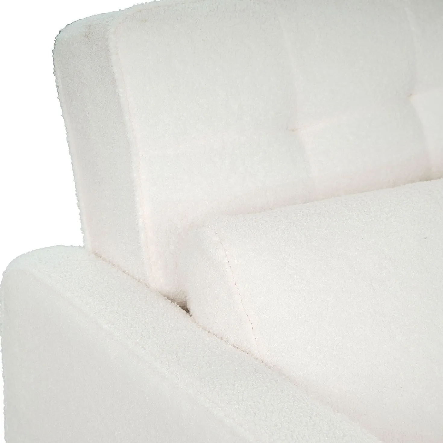 Canapé convertible 2 places Komaria Tissu bouclette Crème