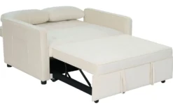 Canapé convertible 2 places Komaria Velours Beige