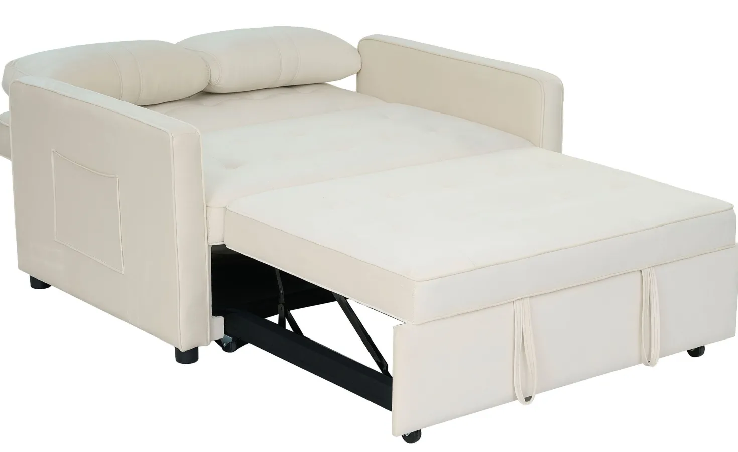 Canapé convertible 2 places Komaria Velours Beige