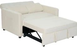 Canapé convertible 2 places Komaria Velours Beige