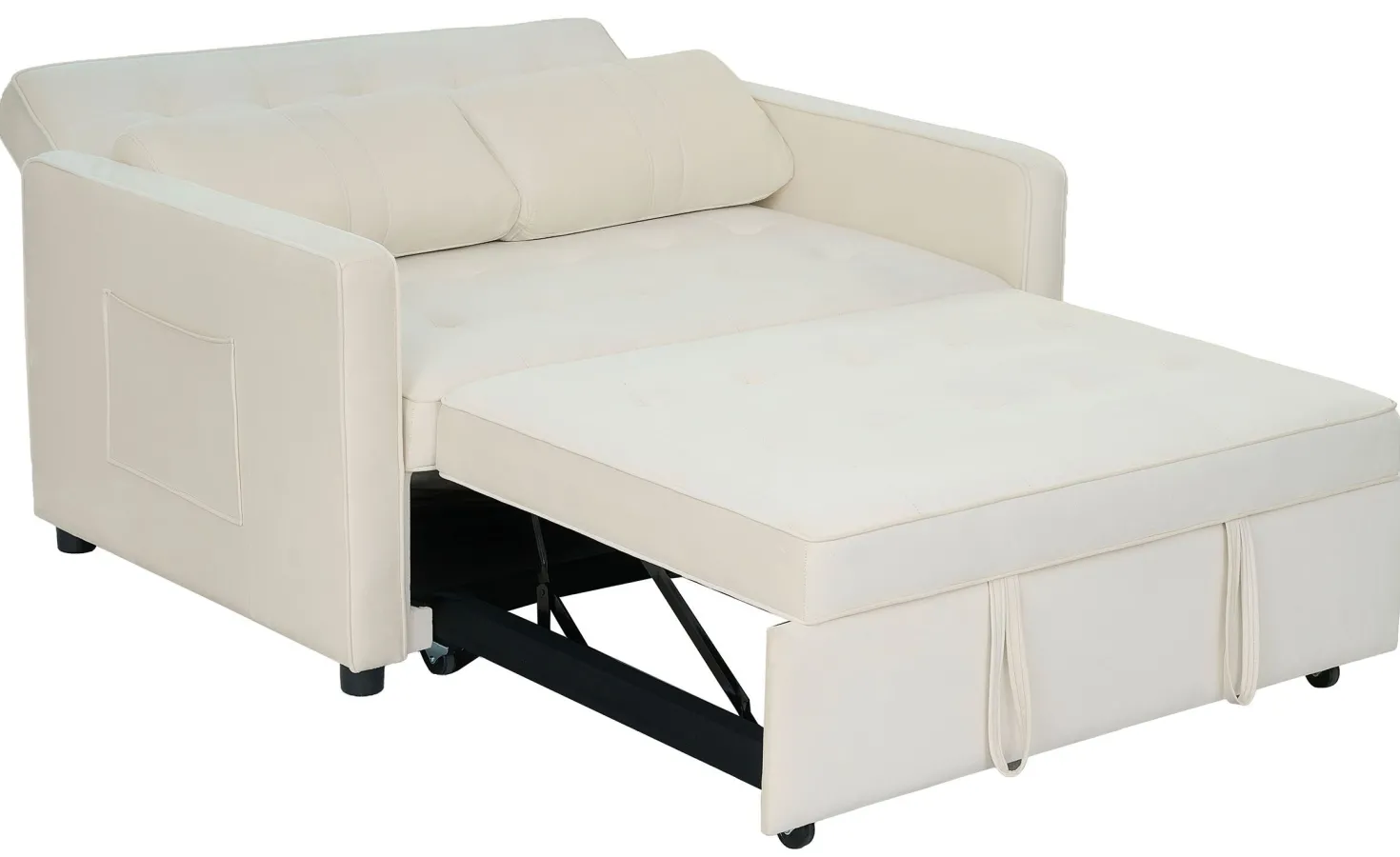 Canapé convertible 2 places Komaria Velours Beige