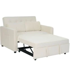 Canapé convertible 2 places Komaria Velours Beige