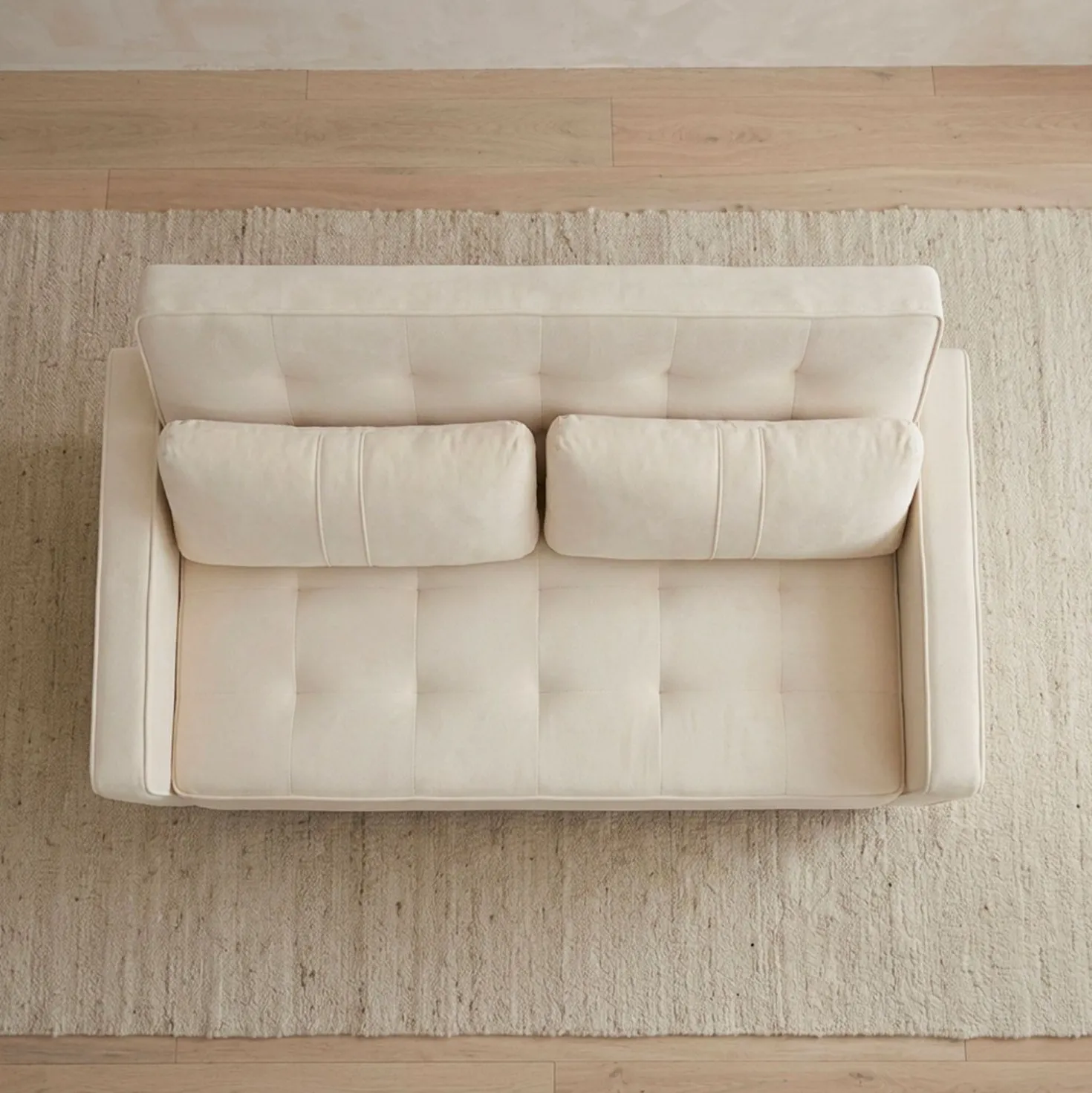 Canapé convertible 2 places Komaria Velours Beige