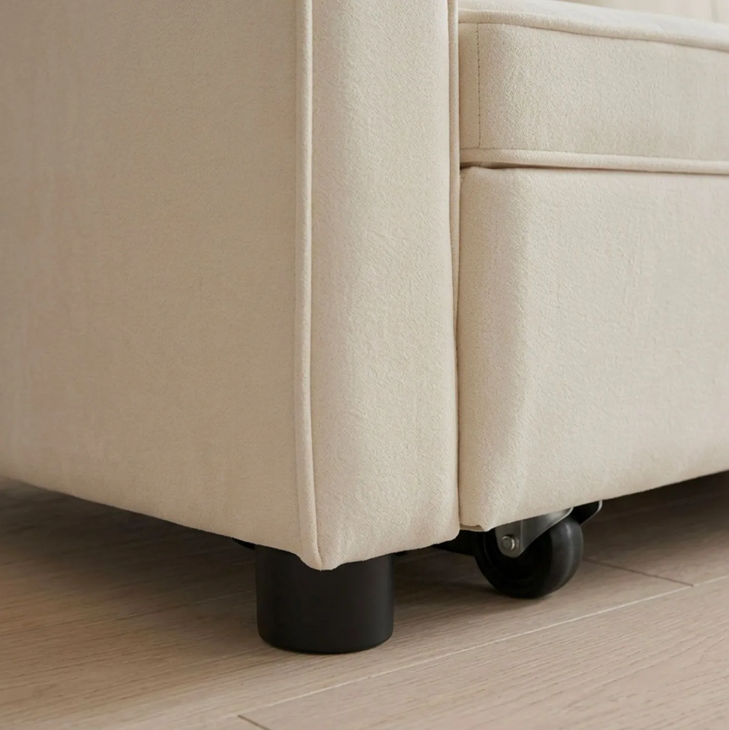 Canapé convertible 2 places Komaria Velours Beige