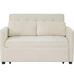 Canapé convertible 2 places Komaria Velours Beige