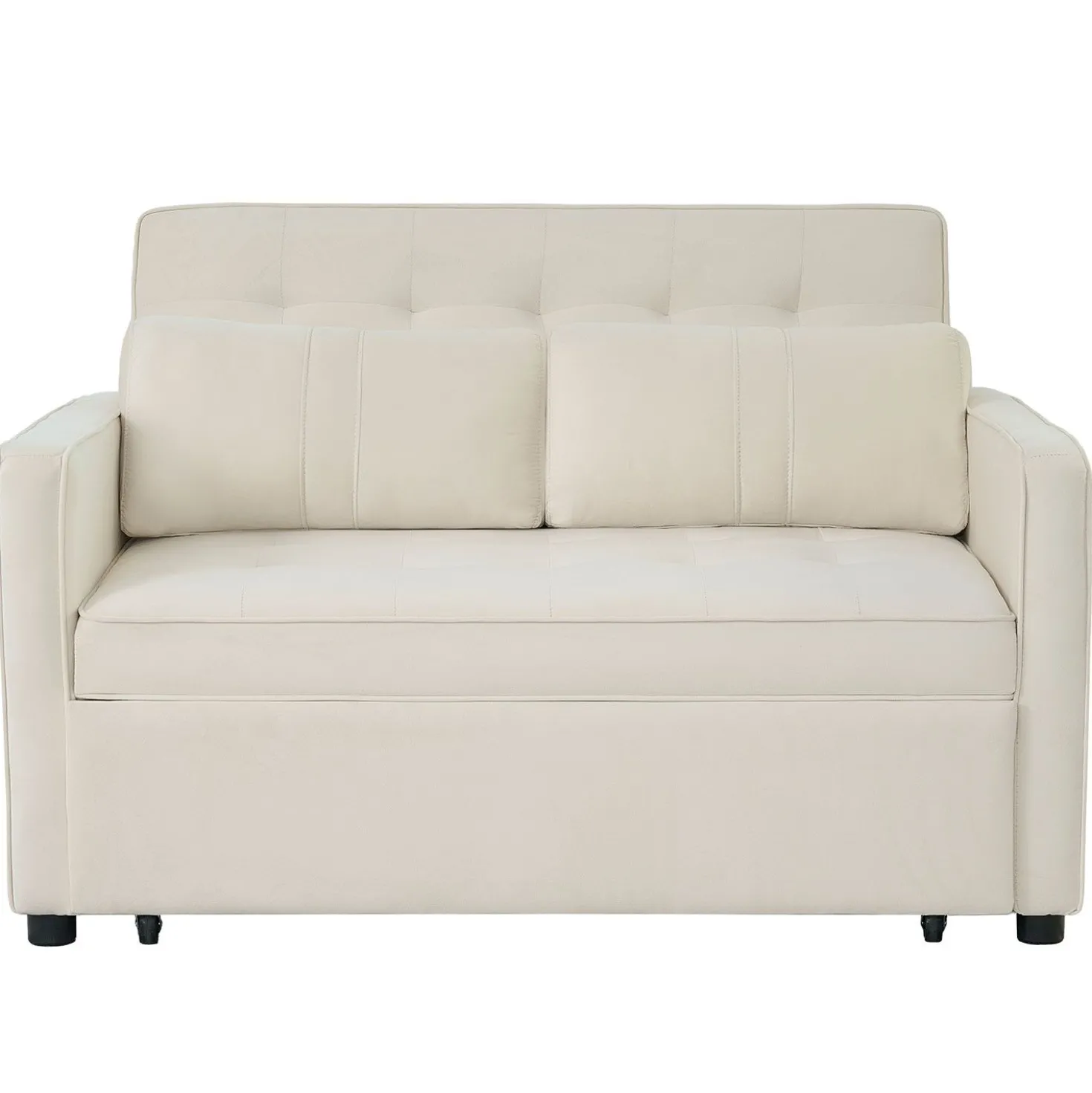 Canapé convertible 2 places Komaria Velours Beige