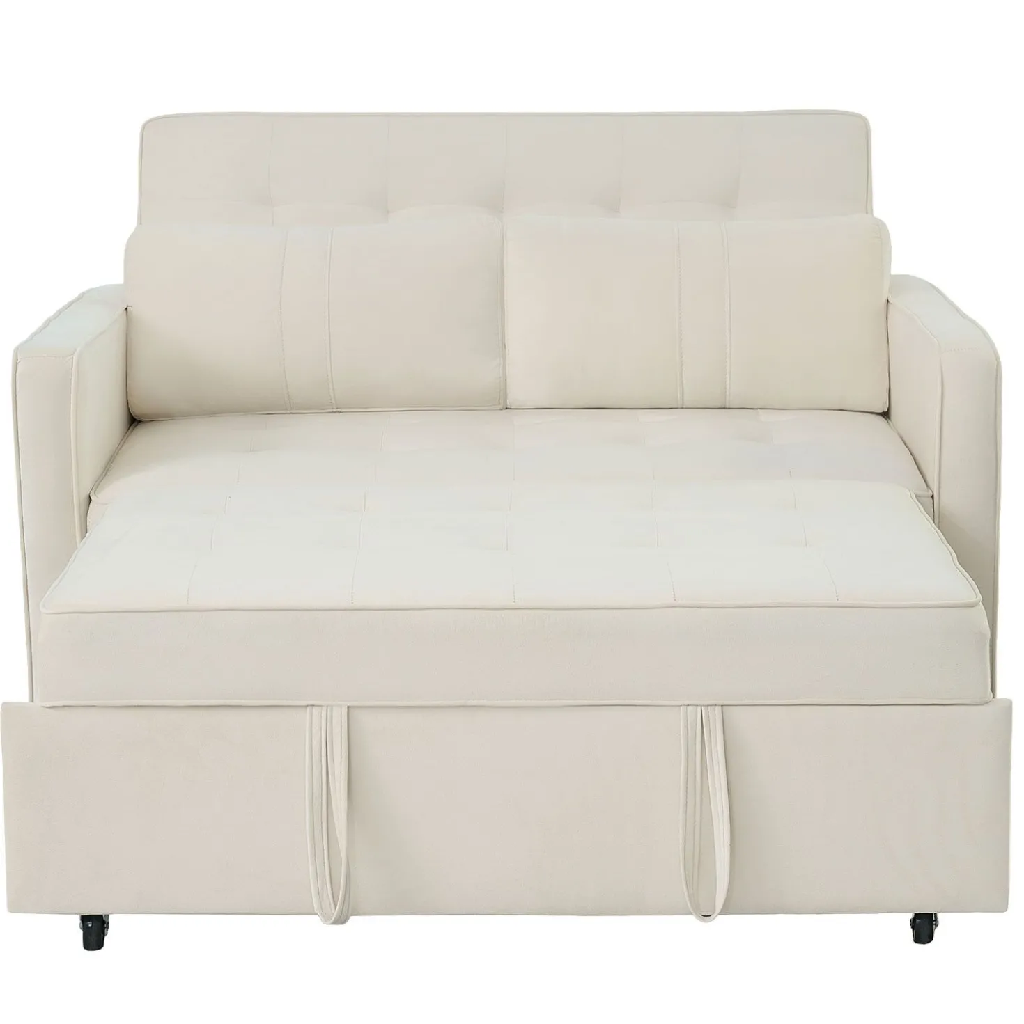 Canapé convertible 2 places Komaria Velours Beige