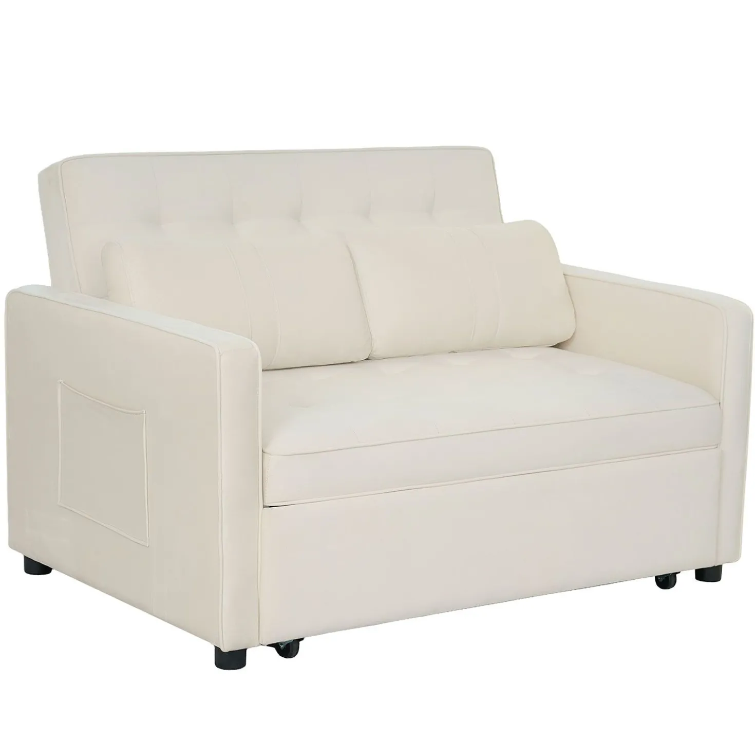 Canapé convertible 2 places Komaria Velours Beige