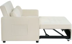 Canapé convertible 2 places Komaria Velours Beige