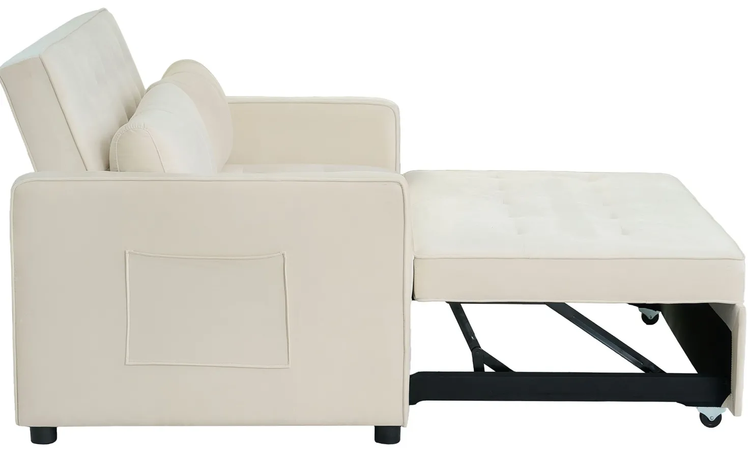 Canapé convertible 2 places Komaria Velours Beige