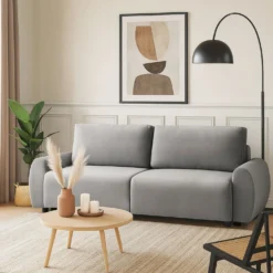 Canapé convertible 3 places Traviata Velours Gris