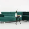 Canapé d'angle avec têtières relevables Alfa Velours Vert