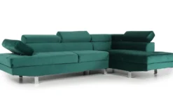Canapé d'angle avec têtières relevables Alfa Velours Vert