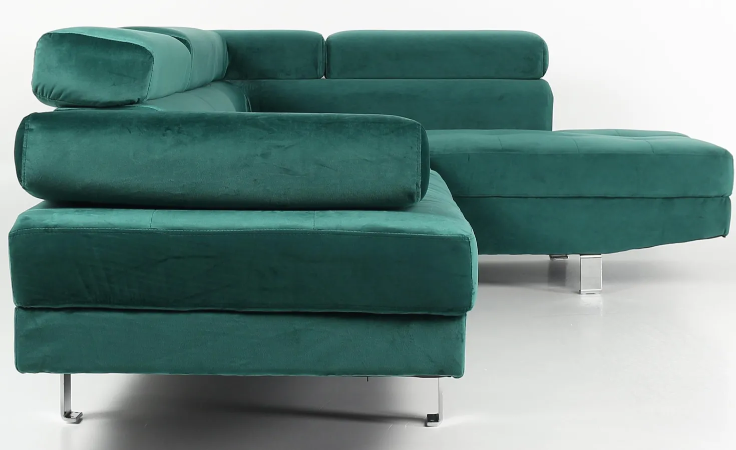 Canapé d'angle avec têtières relevables Alfa Velours Vert