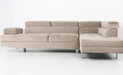 Canapé d'angle avec têtières relevables Alfa Velours Taupe