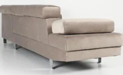 Canapé d'angle avec têtières relevables Alfa Velours Taupe