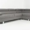 Canapé d'angle avec têtières relevables Alfa Tissu Gris